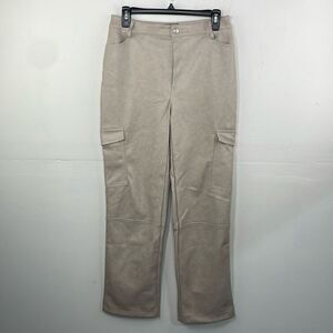 Anthropologie Bagatelle Faux Leather Cargo Pants Ivory Trousers Small